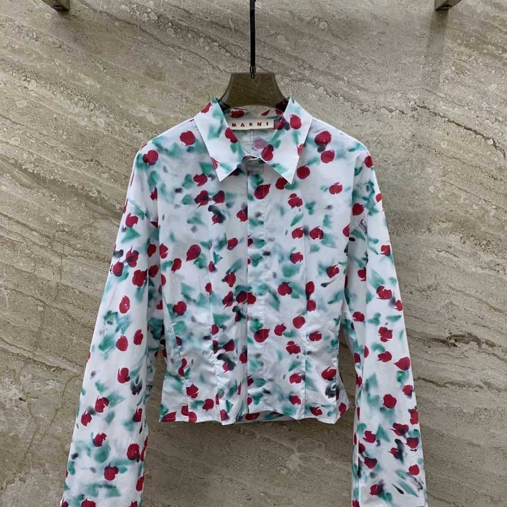 Marni Floral Print Cinched Waist Shirt